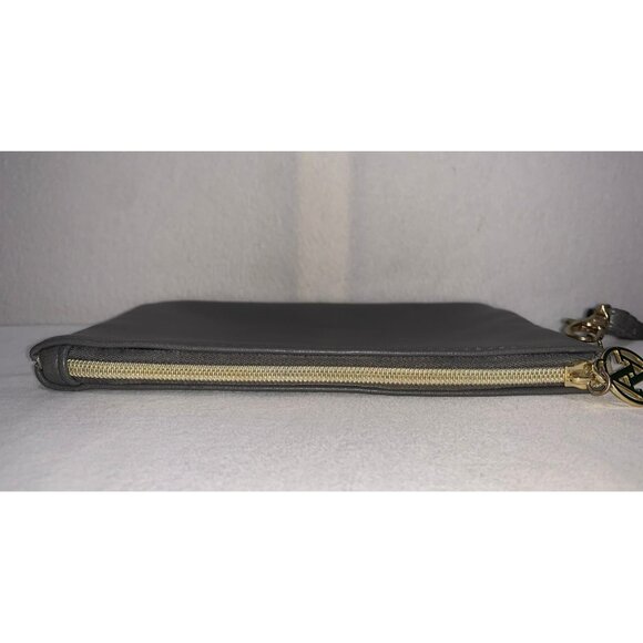 Adrienne Vittadini Large Wallet Wristlet Pouch Gray Gold - Picture 3 of 10